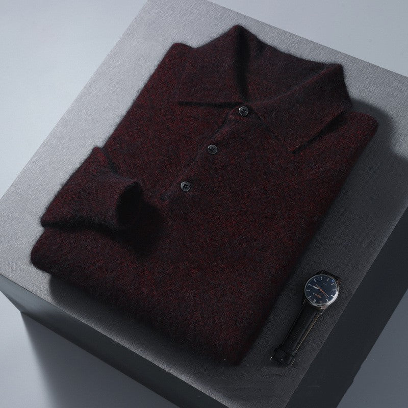 Men's Polo Collar Honeycomb Knitted Sweater