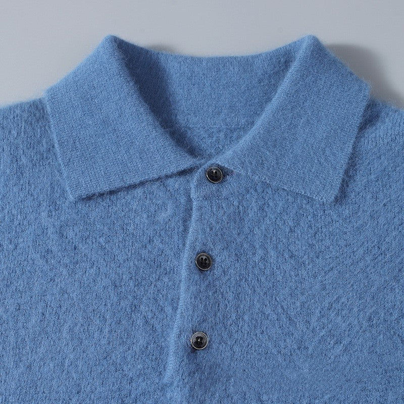 Men's Polo Collar Honeycomb Knitted Sweater