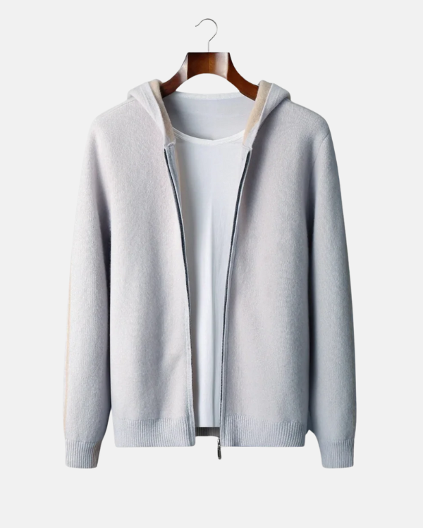 Premium Cashmere Two-Tone Zipper Hoodie